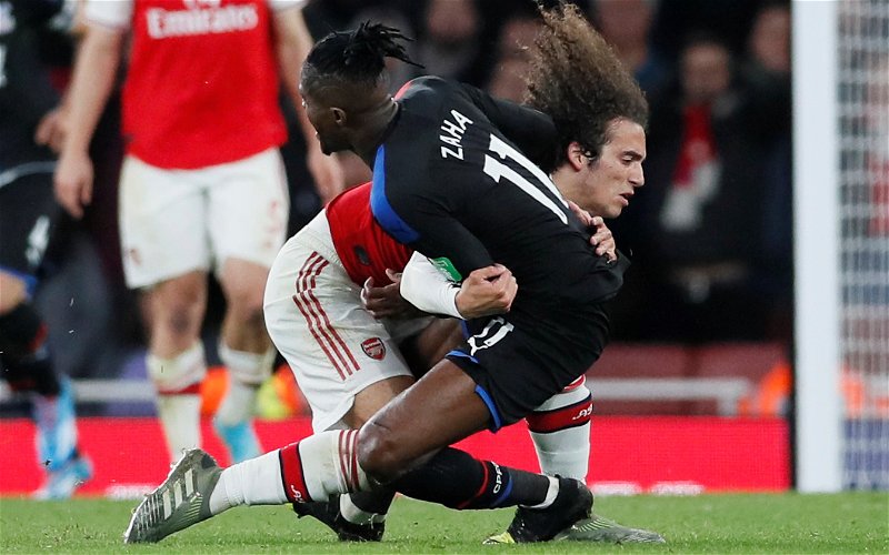 Image for Arsenal: Fans appear to admit Matteo Guendouzi should have been shown a red for his challenge on Wilfried Zaha